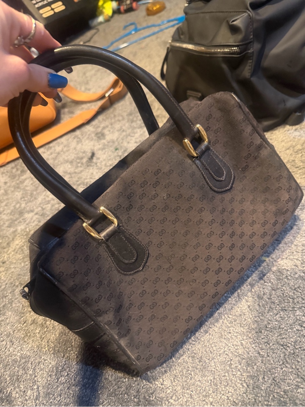 Classic Monogram Satchel Handbag in Dark Brown